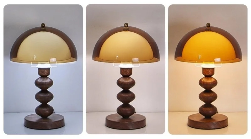 Lampe de Chevet à LED Champignon en Bois